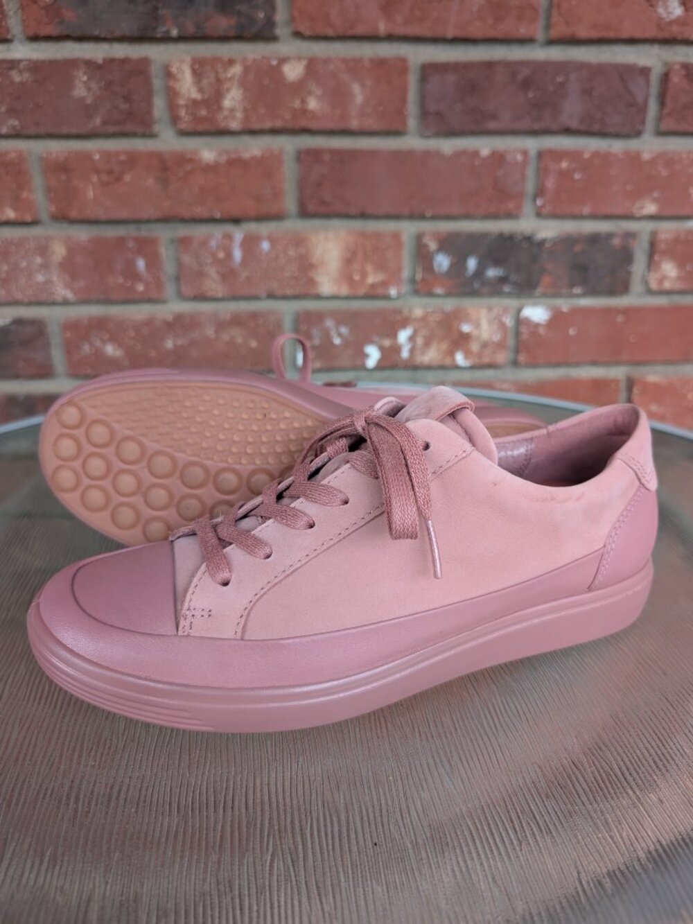 Women's Ecco Soft 7 Pink Leather Sneakers Shoes Size 7